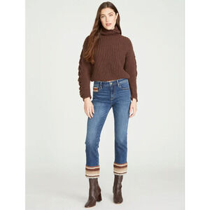 NWT New Driftwood Colette Straight Leg Embroidered Crop Denim Jean Woodlawn-25